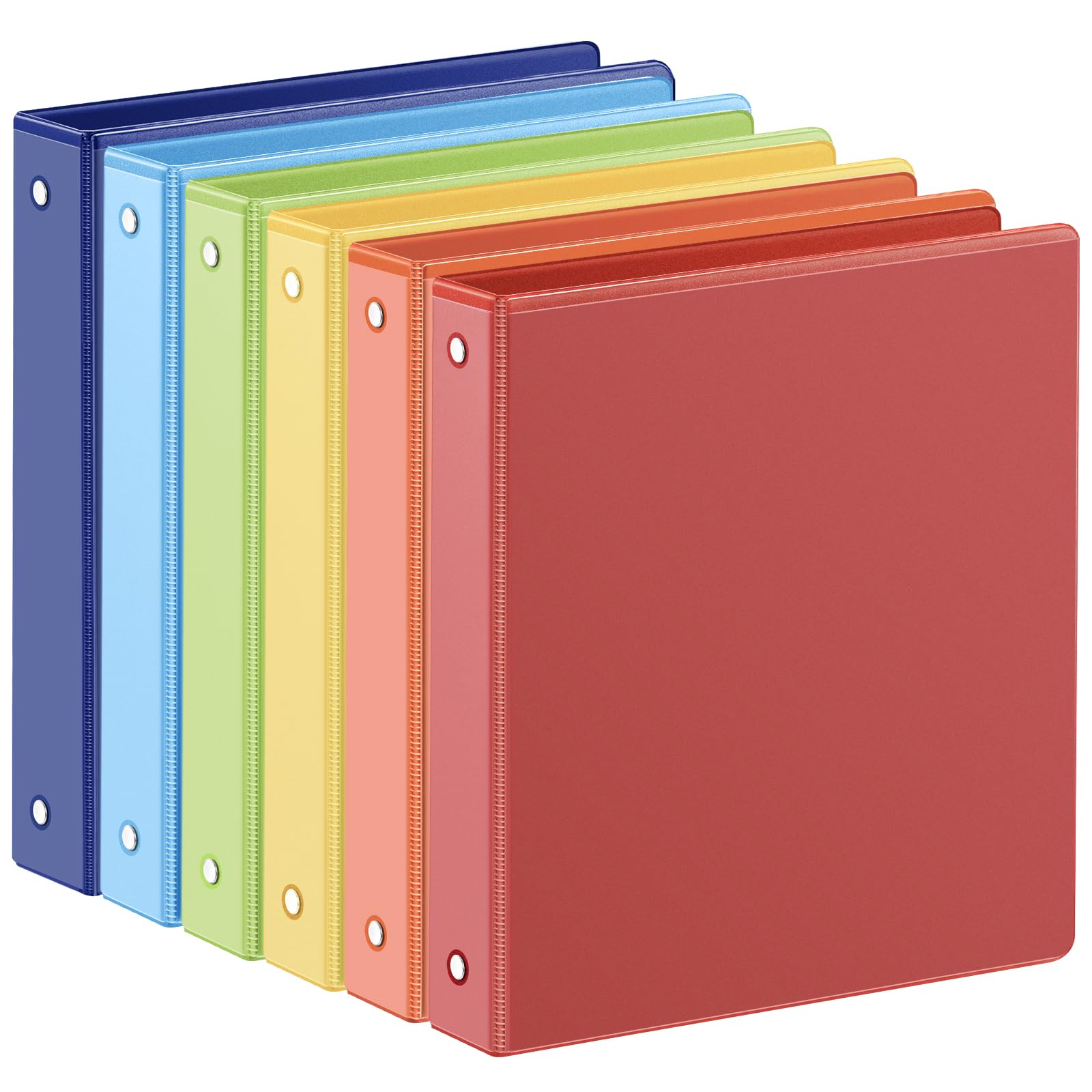SUIN 1-inch 3 Ring Binder with 2 Interior Pockets, 1''Durable Binders Holds US Letter Size 8.5'' x 11'' Paper - Versatile Binders for Office, Home, and School Use, 6 Pack, Assorted Rainbow Colors Image