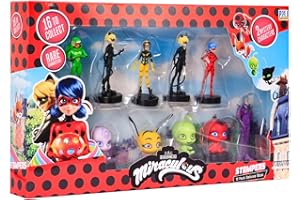 P.M.I. Miraculous Ladybug Stamps for Kids |12 Miraculous Ladybug Stampers Out of 16 Collectibles in 1 Pack | Miraculous Ladybug Stationery, Stampers, Birthday Party Supplies - Cat Noir (Assortment A)