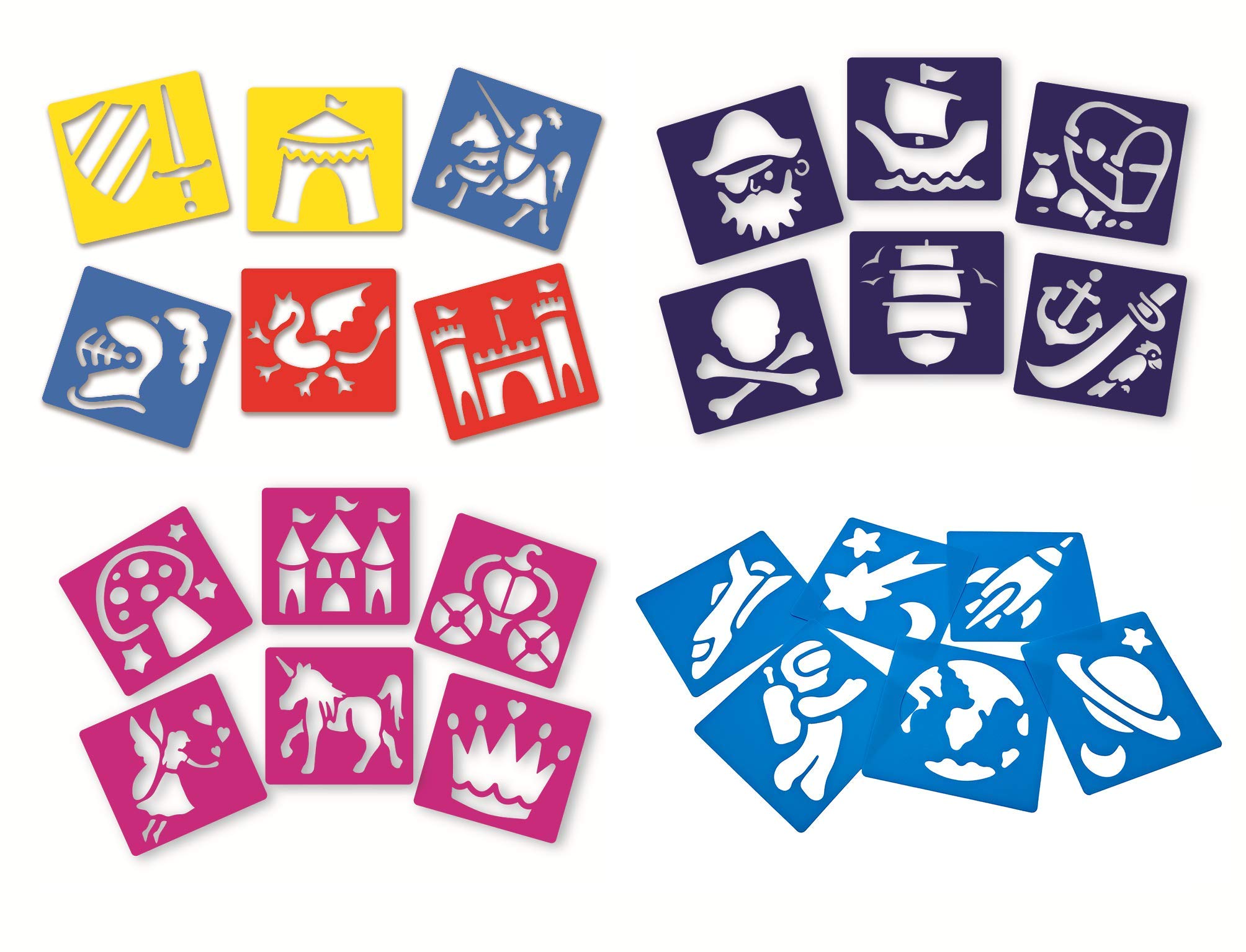 Washable Plastic Stencils | Fantasy Pack | 24 Stencils Included! | 15cm x 14.5cm