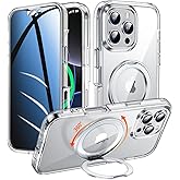 WASTROYAL Privacy Case for iPhone 16 Pro Max with 360°Stand [Built-in Anti Peeping Screen Protector] [Compatible with MagSafe] [Magnetic Ring ] Full Body Protective Phone Cover 6.9", Clear