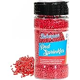 Bakerpan Red Jimmies Sprinkles - 6 Ounces Red Sprinkles for Cake Decorating - Edible Sprinkle for Cupcakes, Ice Cream, Cake Decorations (Made in USA)