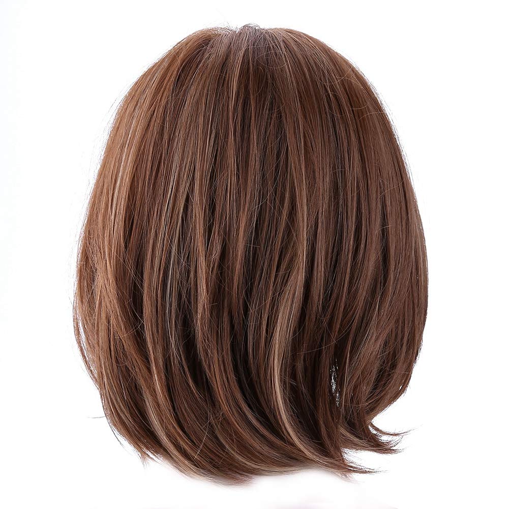 Short Brown Straight Synthetic Wigs for women
