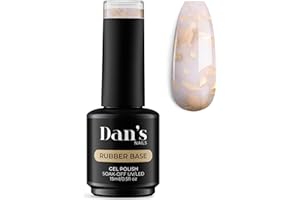 Dan's Nails Milky White with Gold Glitter Flakes Rubber Base Gel Coat Color | Soak off UV/LED Lamp for professional Russian Manicure