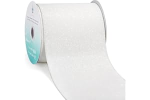 CT CRAFT LLC Glitter Wired Ribbon 4" x 10 Yards White for Christmas Home Decor Bow Gift Wrapping DIY Crafts Wreath