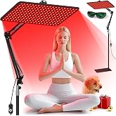 Morfone Red Light Therapy for Body Face Tri-Wavelength 660nm, 850nm, 940nm | LED Infrared Light Therapy Lamp Panel with Adjustable Stand Protective Glasses, Home Use, Gift for Women Girl, Black L