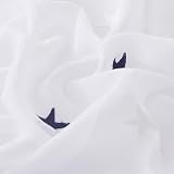 Deconovo Set of 2 Embroidered Star Curtains with Eyelets 140 x 240 cm White Navy view 6
