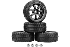 AllinRC PreGlued 12mm Hex Hubs Wheel Rims&2.64" Rubber Tires for 1/10 On-Road Touring Car Drift for Traxxas 4tec 2.0 3.0 Tamiya TT02 TT01 HPI RS4 HSP Flying Fish Wltoys 144001 Kyosho Fazer(Edition D)