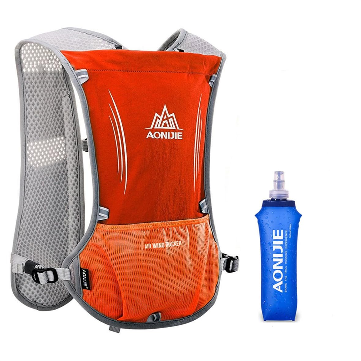 5L Hydration Backpack Bicycle Bag Lightweight Hiking backpack for Outdoor Hiking Climbing Running Cycling Biking Water Backpack with Hydration System (Orange With 500ml Water Bottle, One Size)
