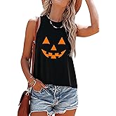 Mokoru Women's Funny Halloween Skeleton Pumpkin Skull Graphic Sleeveless Tank Top Shirts