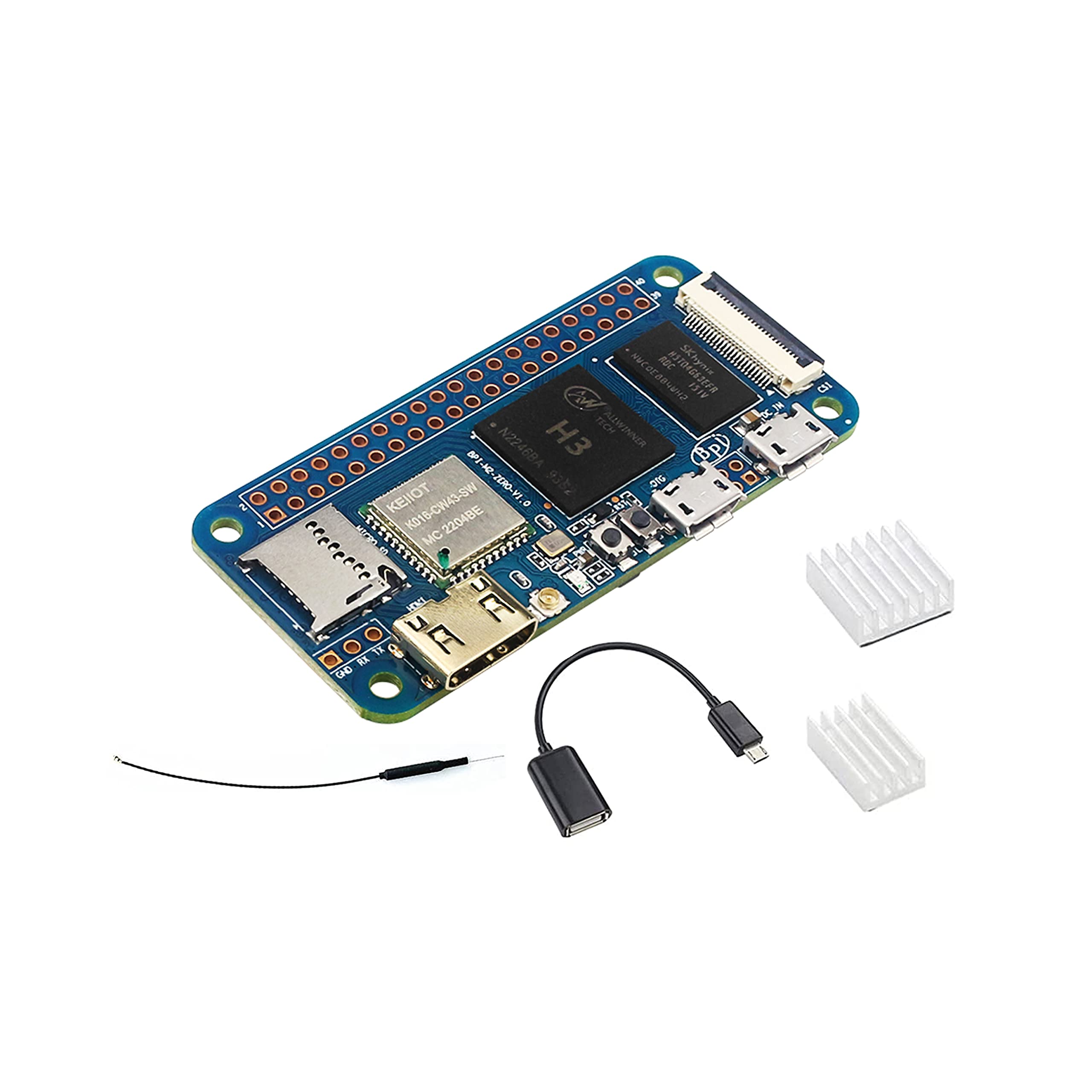 Banana Pi M2 Zero Open Source IoT Single Board Computer, Integrated Quad-Core Cortex-A7 Alliwnner H3 CPU, 512MB DDR3 RAM, WiFi (AP6212) and Bluetooth, Compatible with Raspbian Android Linux