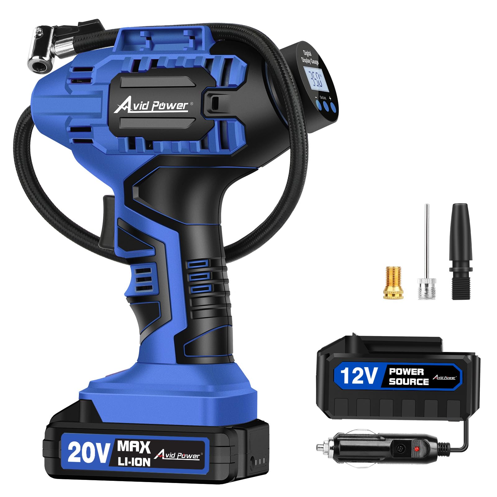 avid power tire inflator portable air compressor,20v cordless tire pump, rechargeable air pump for c