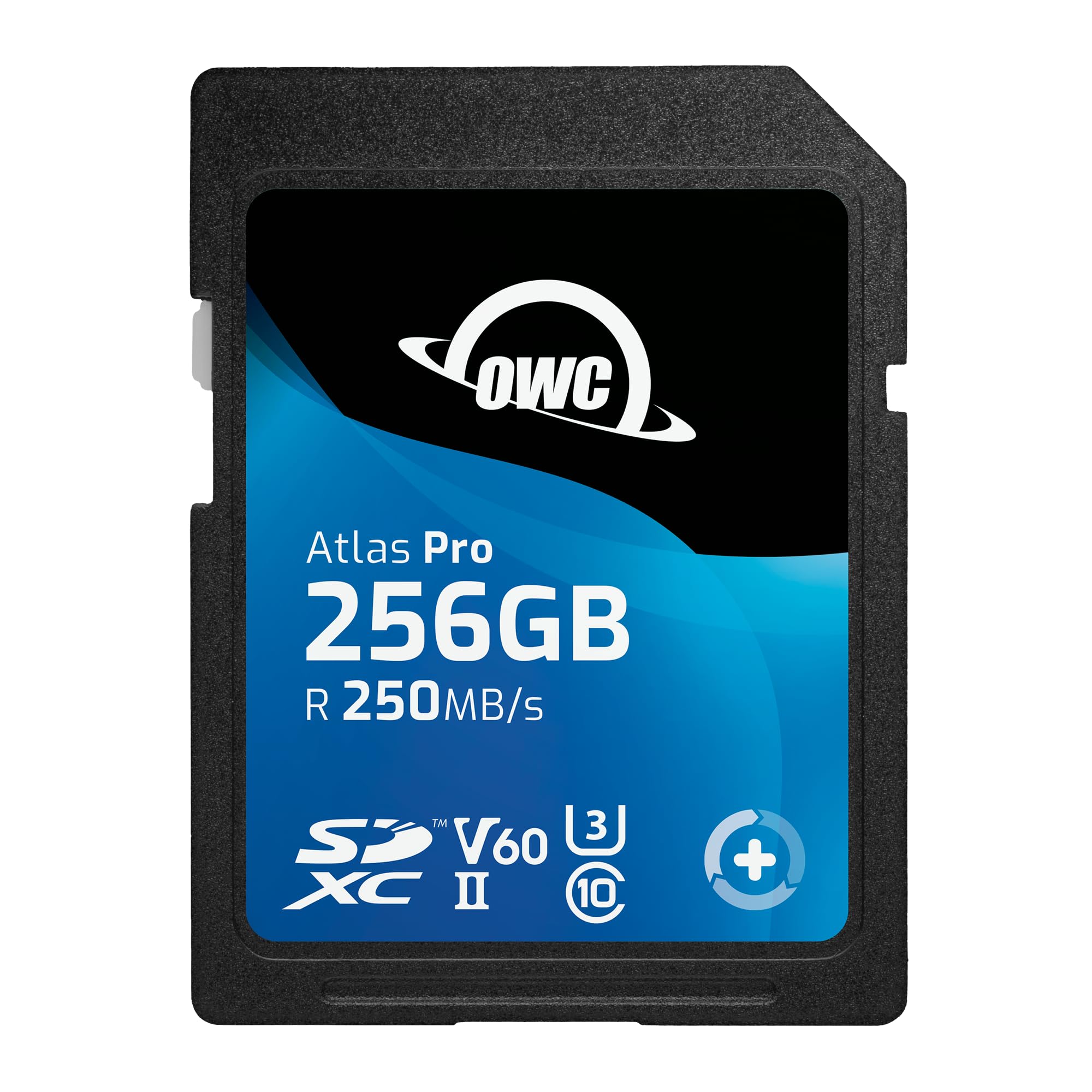 OWC Atlas Pro SD V60-256GB - SDXC UHS-II V60 Media Card, Up to 250MB/s read and 130MB/s write, cost-effective memory card for most common photo and up to 4K video capture