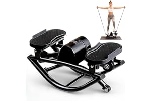 Flexella Rock Stepper for Exercise at Home, Lateral Rocking Stepper with Digital Counter & Resistance Bands, 250 LBS Weight C