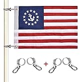 Universal Boat Flag Marine 12"x18" with 4 Boat Flag Pole Kits, Ensign Nautical American Flag Fully with Sewn Stripes for Yacht Boat