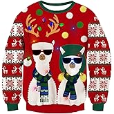 RAISEVERN Men's Light Up Ugly Christmas Sweater Knitted Pullover Tops