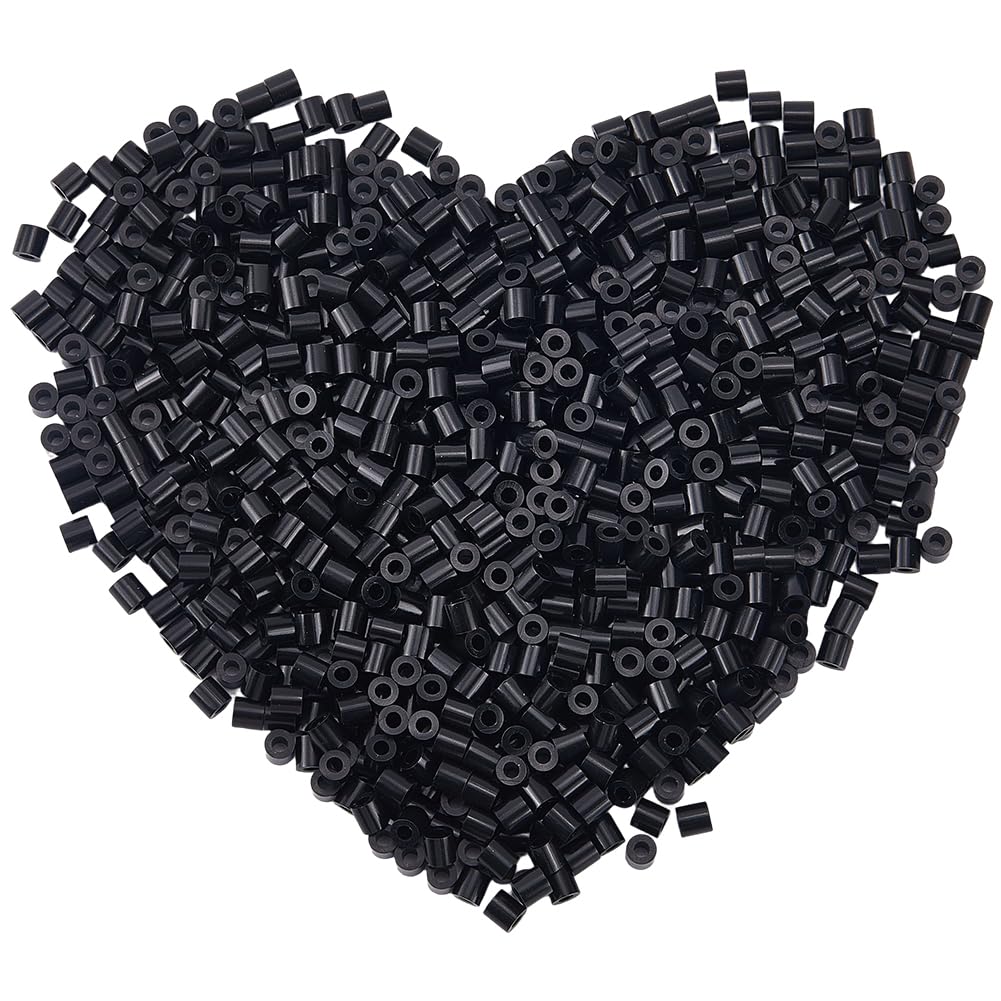 SOFPLATE 1 Box 2000 Pieces Black Melting Beads Crafts 5mm Fuse Beads Bulk Storage Refills Plastic Tube Iron Melty with 3mm Hole Compatible Hama Replenish Accessories for Crafting DIY Holiday Decor