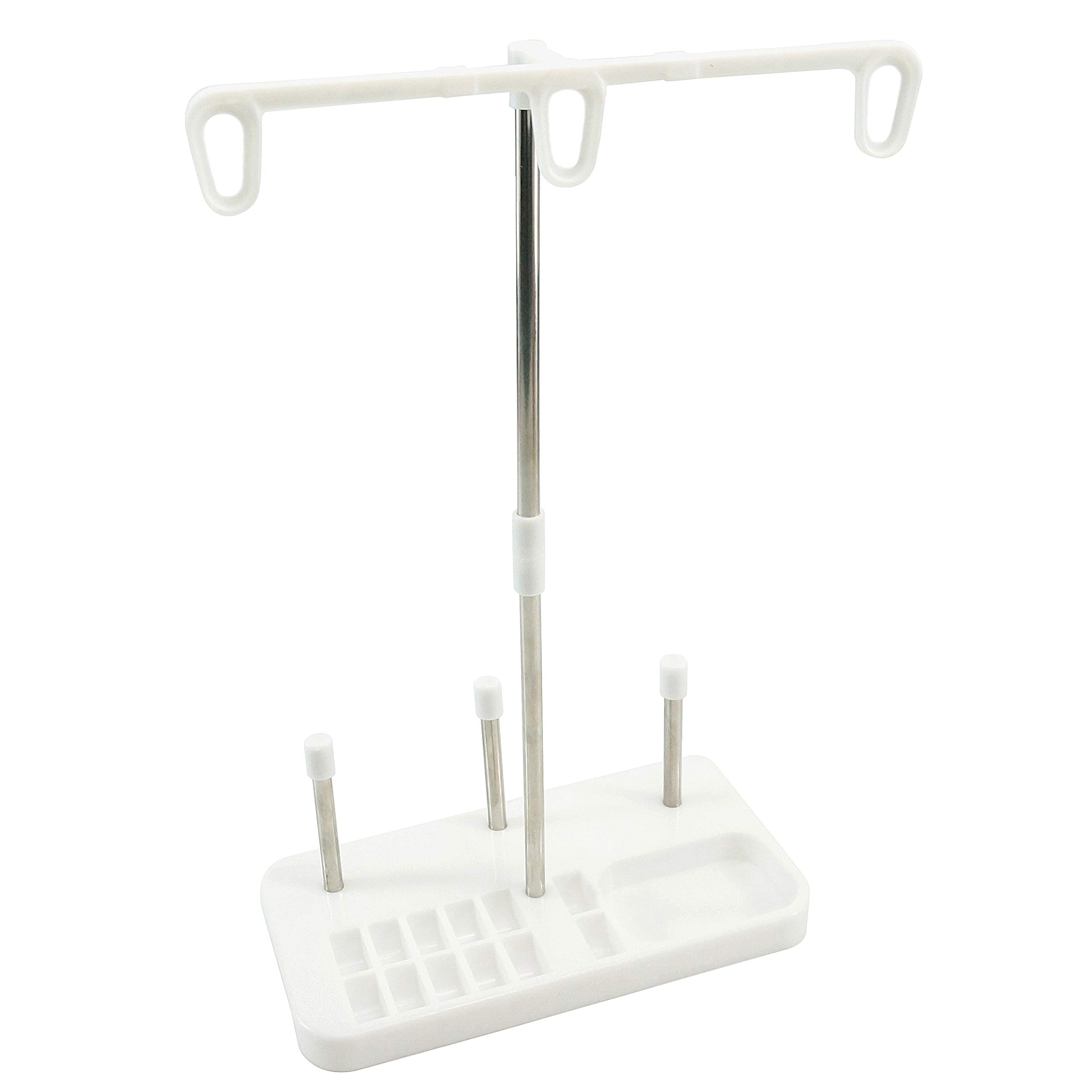 New brothread Light Weight Thread Stand - 3 Spools Holder for Domestic (Home-Base) Embroidery and Sewing Machines - Four Colors for Choices - White