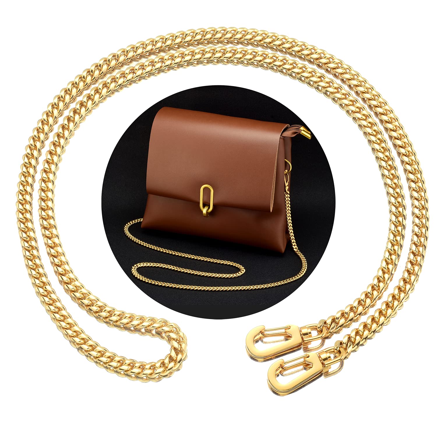 Photo 1 of 18K Gold Stainless Steel 8mm DIY Belt for Purse Shoulder Crossbody Hand Bag Accessories Replacement with Solid Buckles