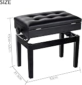 GRANDMA SHARK Piano Stool Height Adjustable Soft Leather Seat with Storage view 3