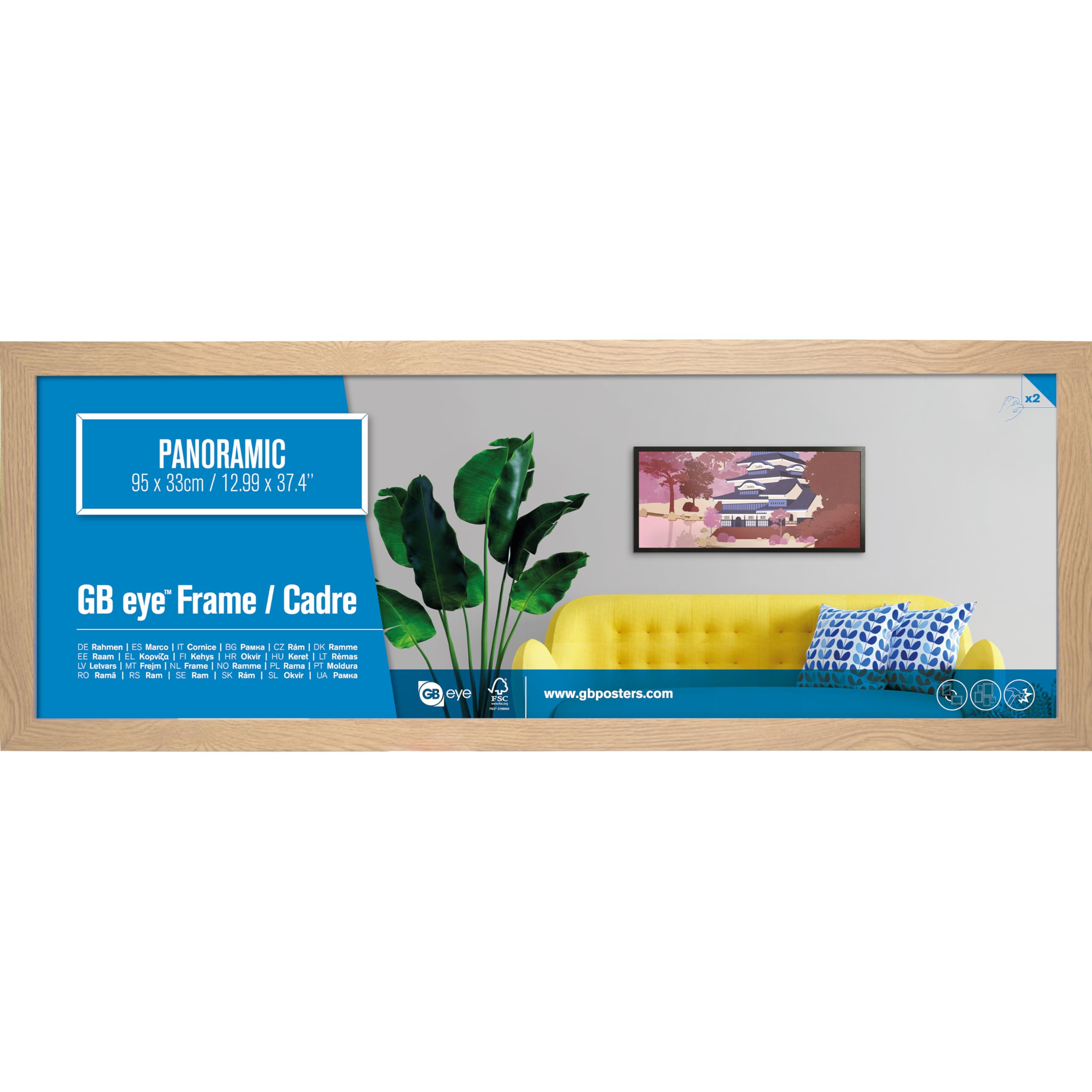 GB eye Contemporary Wooden Oak Picture Frame - 33 x 95cm