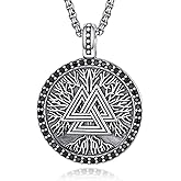F4DEDAN Norse Viking Rune Necklace with Adjustable Chains for Men Women Vintage Amulet Jewelry Gift with Box (Tree of Life Necklace 1)