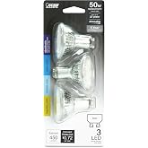 Feit Electric MR16 LED Reflector Light Bulb, 50W Equivalent, Dimmable, GU10 Base, 90+ CRI, 450 Lumen, Adjustable Color Temperature Track Lighting, 25,000-Hour Lifespan, BPMR16GU10503CCTCA/3, 3-Pack