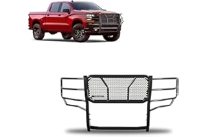 BLACK HORSE OFF ROAD Black Horse RUGGED Heavy Duty Grille Brush Bumper Guard Modular Black Compatible with 2019-2024 Chevrolet Silverado 1500-RU-CHSI19-B