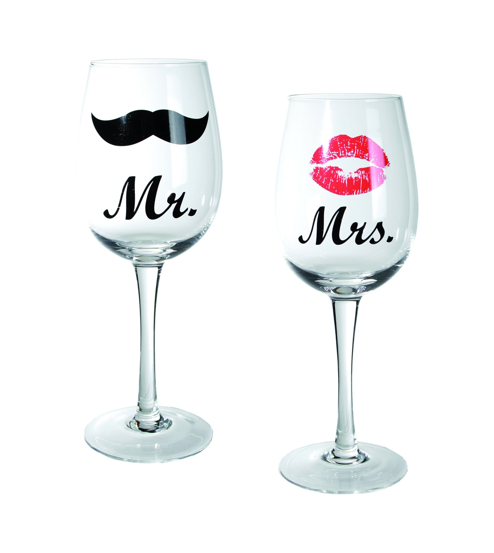 Set of 2 Mr & Mrs Wine Glass Wine Glasses Moustache Kiss Wine Glass, Wine Glass Set