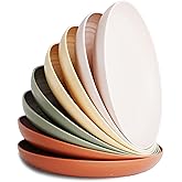 Nook Theory 8-Pack Reusable Wheat Straw Plates Set - Non Toxic and Non Plastic Dinner Plates for Kids and Adults, Lightweight Unbreakable Plate, Microwave Safe and Dishwasher Safe (Boho 9")