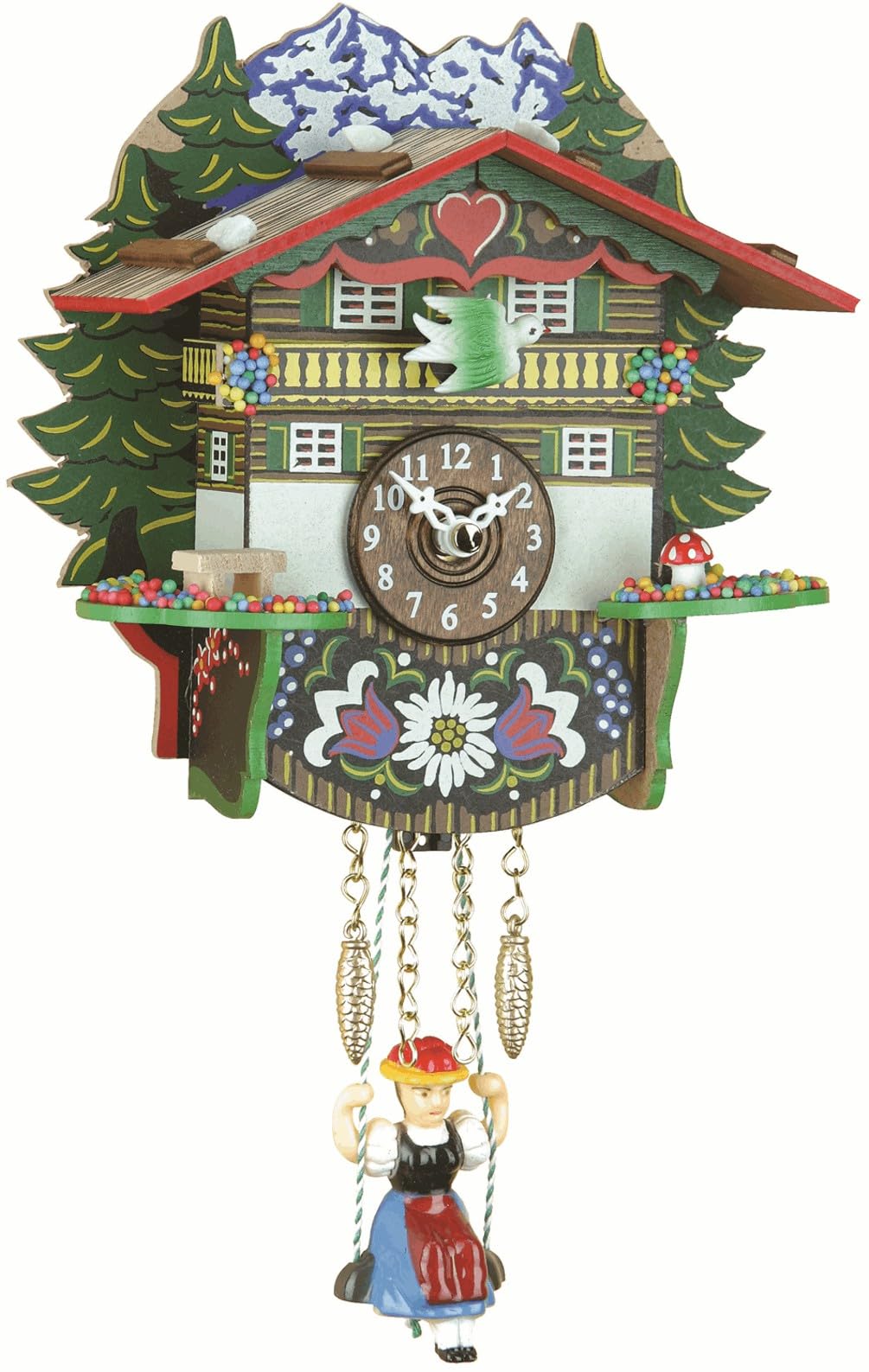 Trenkle Kuckulino Miniature Clock Black Forest House Swiss Quartz with Cuckoo Call