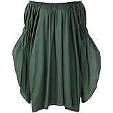 Reminisce Boutique Renaissance 100% Cotton Medieval Peasant Dress Up Pirate Faire Celtic Blouse (Regular, Green)