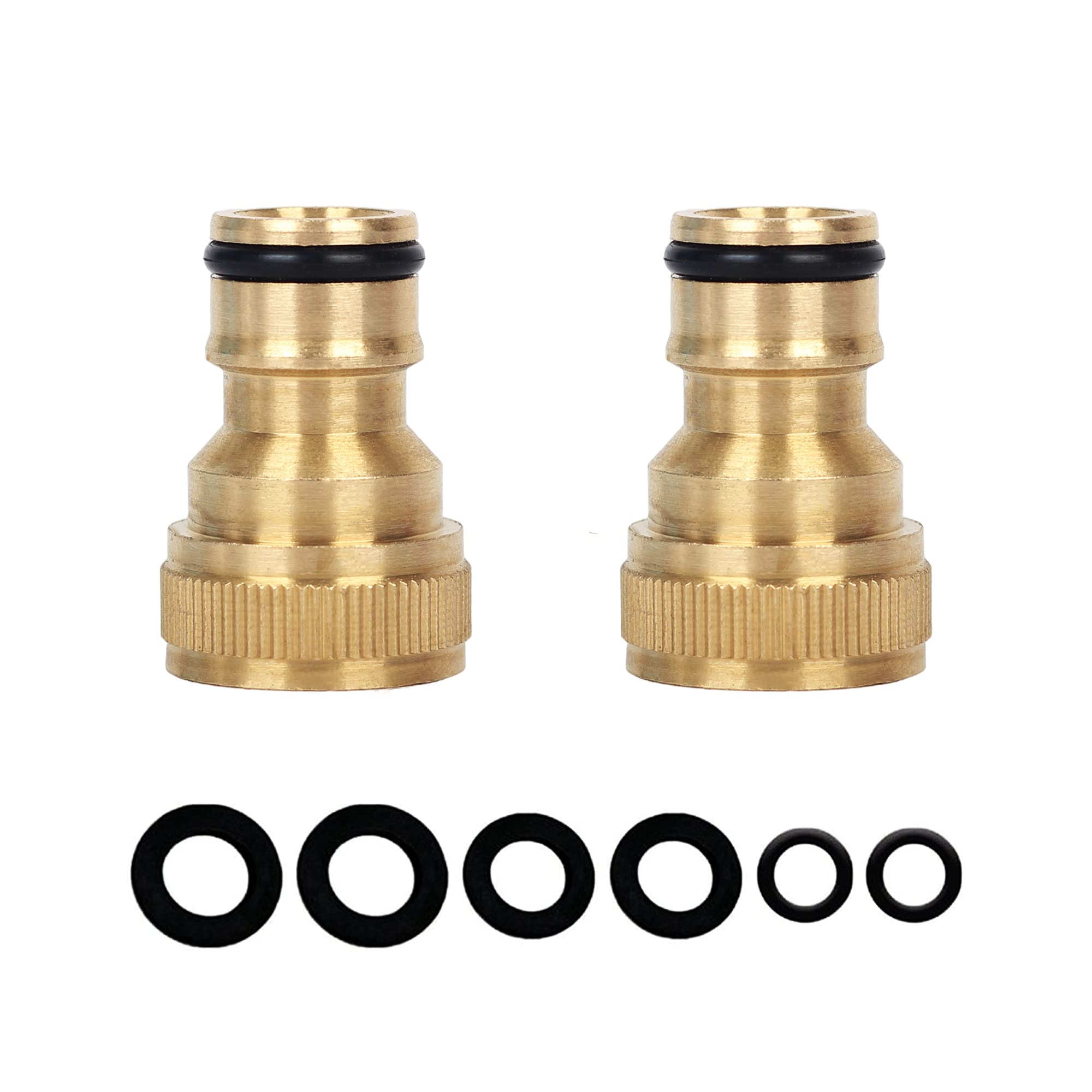 2 Pack Brass Garden Hose Tap Connector,1/2 inch Brass Female Threaded Tap Connector for Hose Pipe,Copper 1/2" BSP Hose Connector Male Watering Fittings for Threaded Faucet Adapter Quick Connector