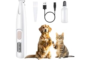 SEONEZU Dog Paw Trimmer - Professional Pet Paw Trimmer with LED Light - Electric Pet Clippers for Dogs & Cats - Grooming Shaver for Feet Face Eyes Ears Rump Hair - Rechargeable, Low Noise, Cordless