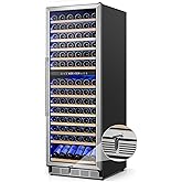 FoMup Wine Cooler Refrigerator 24 Inch, 180 Bottles Large Wine Fridge Dual Zones, Tall Freestanding/Built-in Wine Cellar Professional with Reversible Door Sliding Rail Shelves
