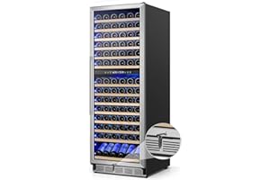 FOMUP Wine Cooler Refrigerator 24 Inch, 180 Bottles Large Wine Fridge Dual Zones, Tall Freestanding/Built-in Wine Cellar Professional with Reversible Door Sliding Rail Shelves