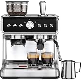 EUHOMY Espresso Machine with Grinder and Milk Frother, 20 Bar Pressure | 58mm Portafilter, PID Temperature Control, Steam Wand, Removable Water Tank for Cappuccino and Latte