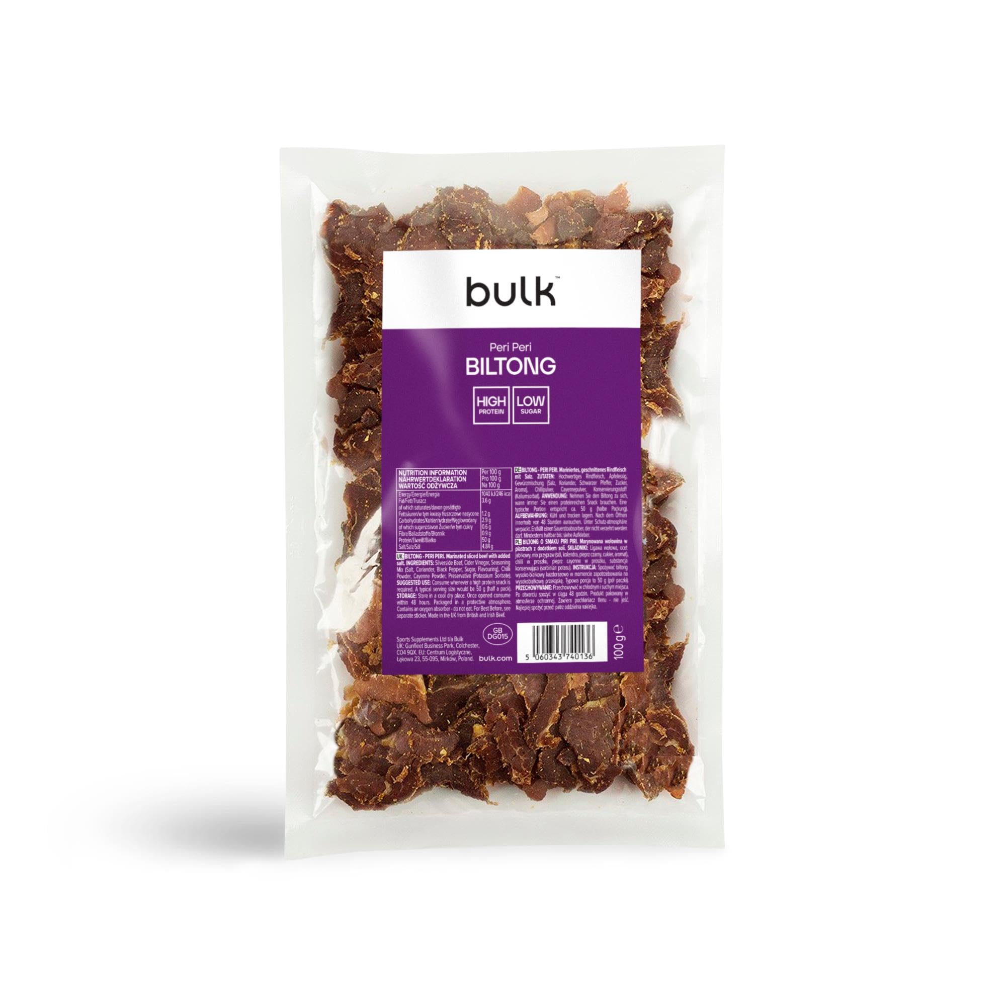Bulk High Protein Biltong, Peri Peri, 100 g