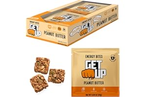 GET UP GetUp – Caffeinated Granola Bites - Peanut Butter (10 Pack) – 100mg Caffeine Energy Bites – Low Calorie, Gluten-Free, 0 Seed Oils – Pre-Workout Portable Snack – Coffee Substitute - Low Sugar Energy