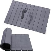 zmnklry Foldable Stone Bath Mat, Quick-Drying Diatomite Bath Mat | Fast-Drying Hard Stone Drying Mat for Bathroom Shower Floor, 23.6 x 15.4 inch (Dark Grey)