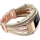 Posh Leather Band Compatible with Fitbit Charge 2 Bands, Boho Handmade Bracelet Multilayer Wrap Layered Wristbands Compatible for Women