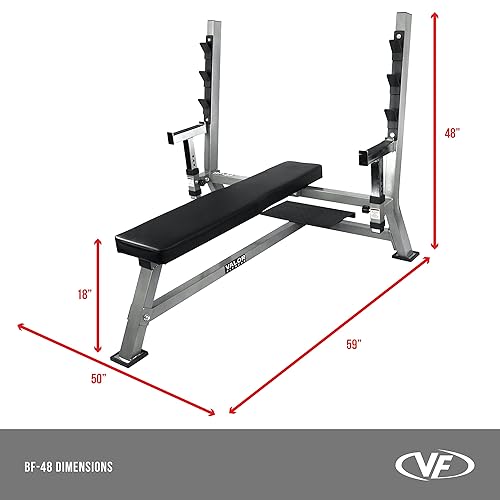 Valor Fitness Heavy-Duty Weight Bench Press Station Olympic Powerlifting  Equipment Spotter Arms and Adjust