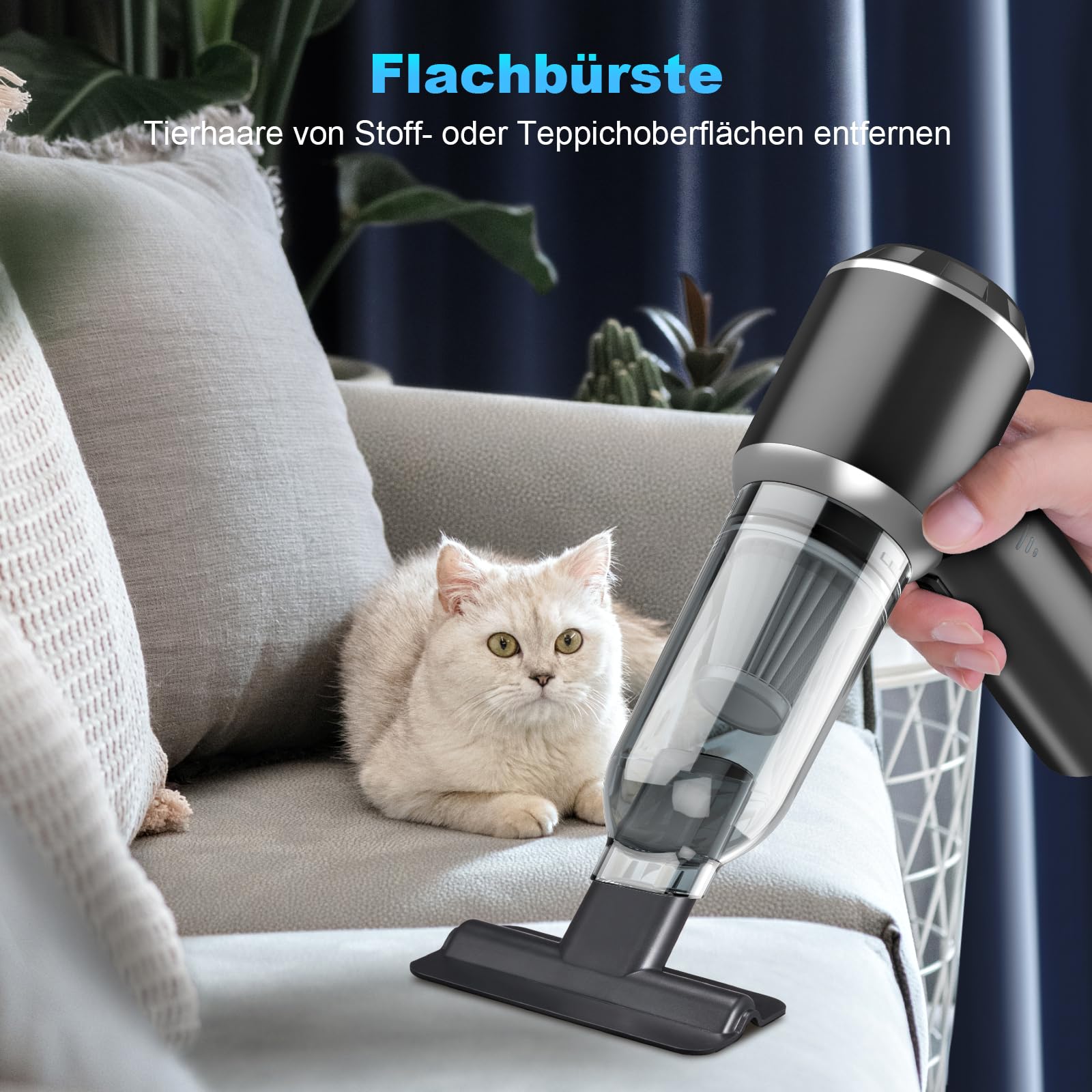 2-in-1 Handstaubsauger Akku,28000PA Handstaubsauger Kabellos,Auto Staubsauger Stark,3-Gang 240000 U/min Elektrische Staubgebläse Druckluftspray für Auto, Küche,PC, Sofa, Büro, Haus& Tierhaar Reinigung 6