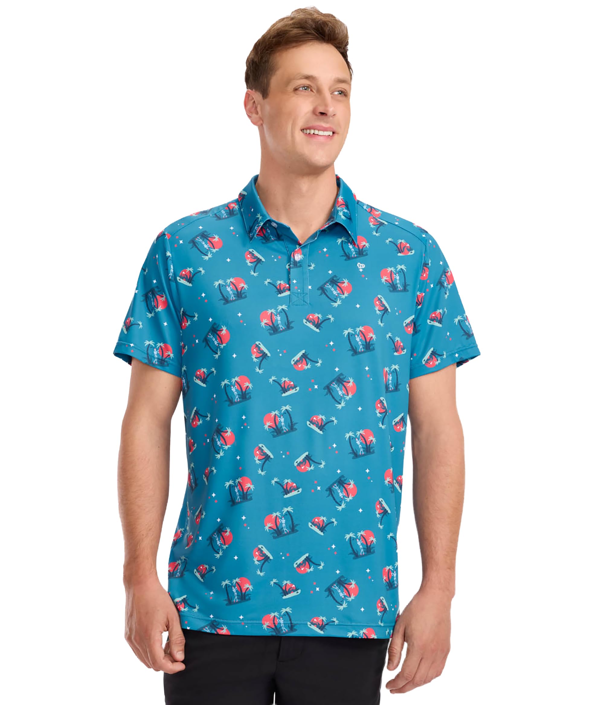 Tipsy Elves Men's Performance Golf Shirt - 4-Way Stretch, Quick Dry, Athletic Cut - Blue Par for The Corpse Golf Polo - XX-Large Image