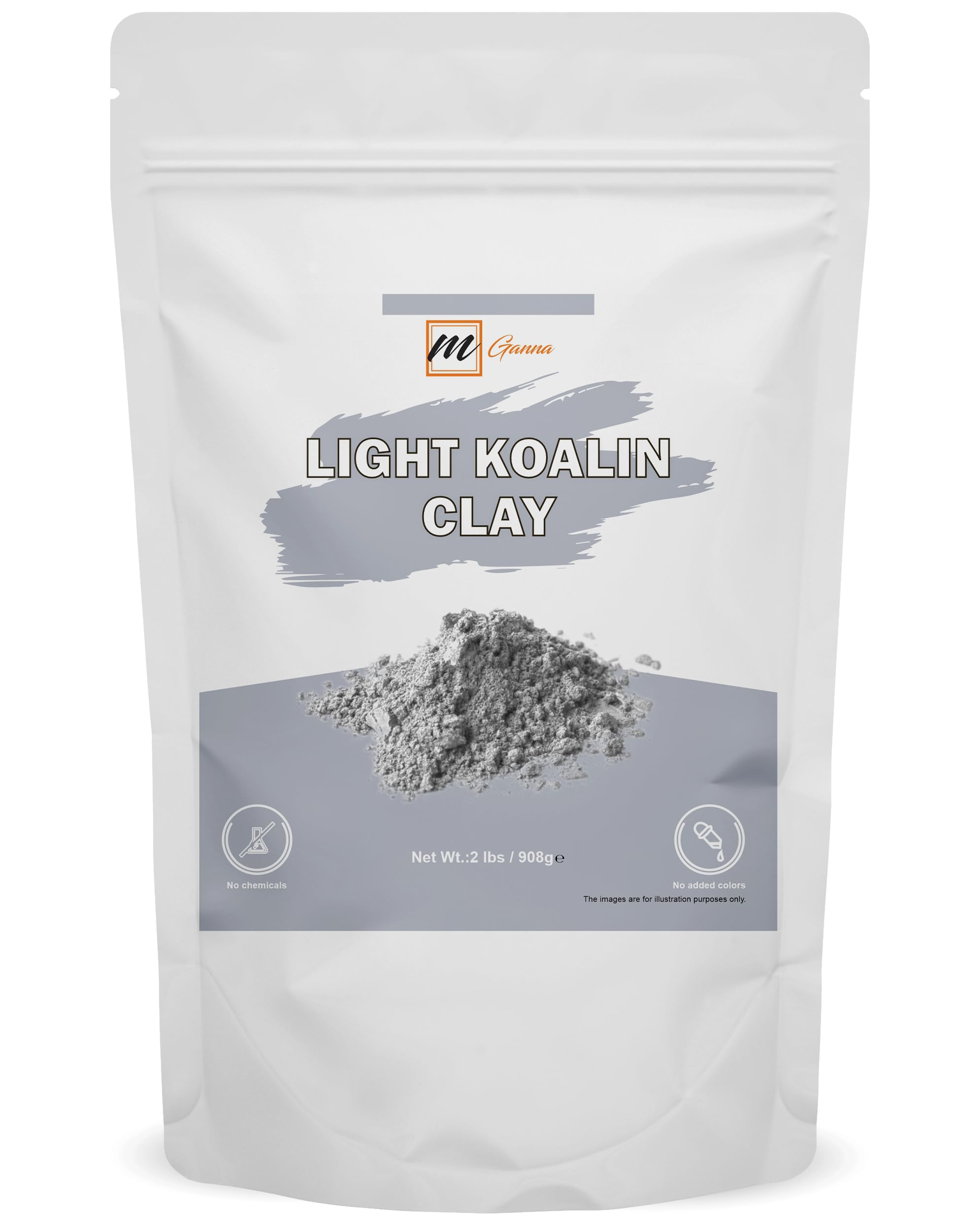 mGanna 100% Natural Light Kaolin Clay Powder 2 LBS / 908 GMS for Facial Masks, Creams, Face Masks, and Soap Making