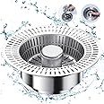 AAEJE【2024 New Upgrade】 3 in 1 Kitchen Sink Drain Strainer，Stainless Steel Pop Up Sink Drain Strainer，Kitchen Sink Stopper for US Standard 3-1/2" Drain