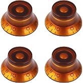Banworks '50s Guitar Control Knobs Metric 18-Spline Knobs 6mm/0.236" | 2 Tone 2 Volume Knobs Bell Top Hat Knobs for Epiphone Les Paul LP SG Style Electric Guitars Pack of 4 JT/XN-01 Amber