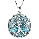 SCZKLAQ Turquoise Necklaces for Women 925 Sterling Silver Tree of Life Necklace Western Turquoise Jewelry for Women