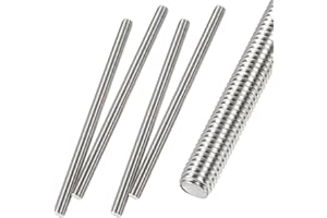 HiPicco Fully Threaded Rod M8 x 400mm 1.25mm Thread Pitch, 4 Pack 304 Stainless Steel Right Hand Threaded Rods Bar Studs for 