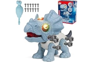 BRELAORY Dinosaur Toys for Kids 3-5，Take Apart Toys for Boys, STEM Building Construction Kids Toys with Sound and Light, Gifts for Toddlers Boys Girls Age 3 4 5 6 7 8 Year Old