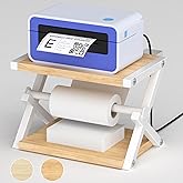 Alyoen Label Holder for Rolls and Fan-Fold Labels, Thermal Shipping Label Holder for Thermal Printer, Desktop Label Printer Accessory Supplies for Home, Office, Small Business (Beige + White)